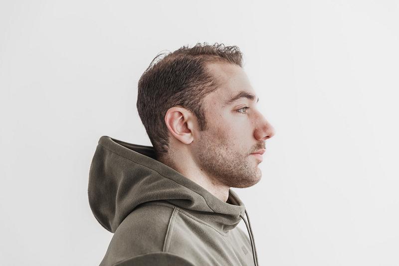 Men's Nobull Arctic Pullover Hoodie Olive | SG F2521D